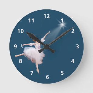Ronde Horloge personnalisable de ballerine et d'étoile