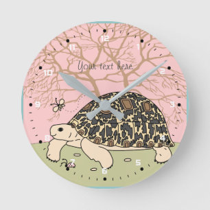 Ronde Horloge personnalisable de tortue de léopard