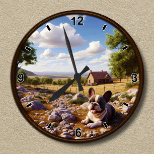 Ronde Horloge Personnalisable Joyeux Bouledogue Français