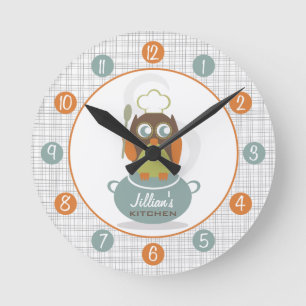Ronde Horloge personnalisée de cuisine du chef Owen