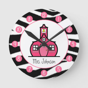 Ronde Horloge personnalisée par copie de zèbre pour de