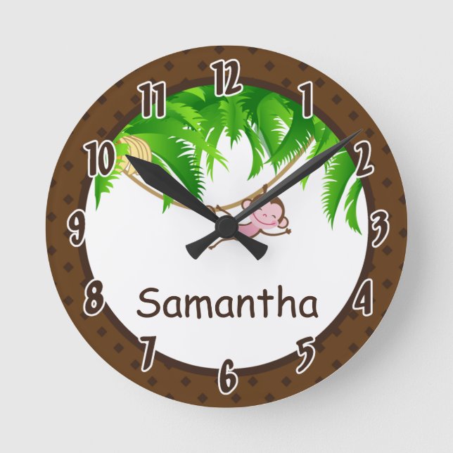 Ronde Horloge personnalisée par zoo de safari de jungle (Recto)