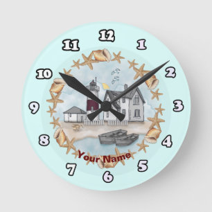Ronde Horloge Phare de Connecticut Shells