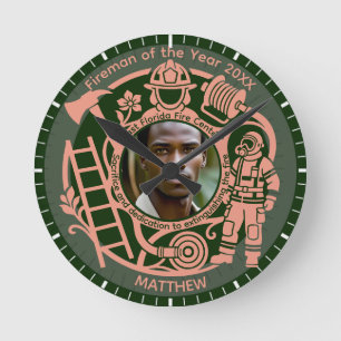 Ronde Horloge photo personnalisée pour l'année du pompie