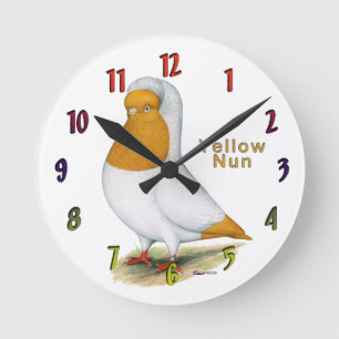 Ronde Horloge Pigeon Nonne Jaune