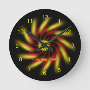 Ronde Horloge - Pinwheel avec chiffres jaunes