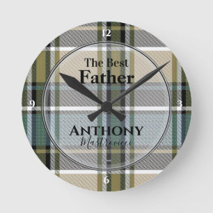Ronde Horloge plaid avec les mots "Le meilleur Père" et