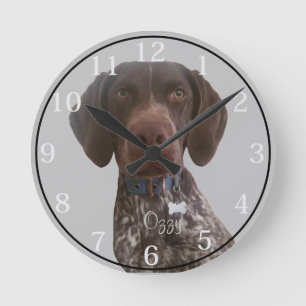 Ronde Horloge Pointe à poil court allemand personnalisé