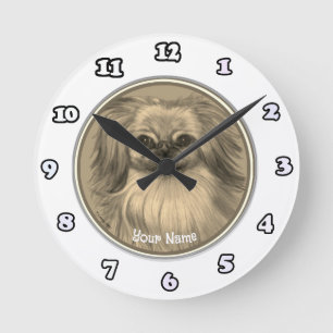 Ronde horloge pour chien de Pekingese