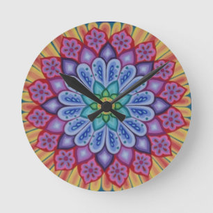 Ronde Horloge psychédélique renversante de mandala par