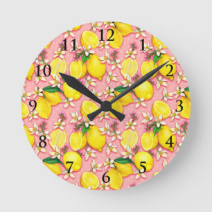 Ronde Horloge rose fleur de citron