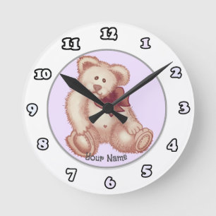 Ronde horloge rose Teddy Bear