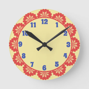 Ronde Horloge rouge, citron et bleu pâle de cuisine