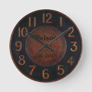 Ronde Horloge rustique de coutume de cru-regard