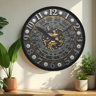 Ronde Horloge Sagittaire, signe zodiaque, pierres précie