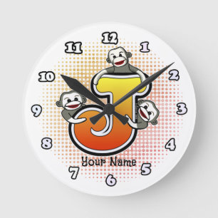 Ronde Horloge Singe Chaussette Monogramme J