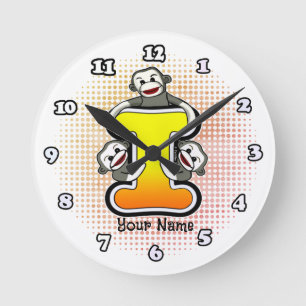 Ronde Horloge Singe de Chaussette Monogramme I