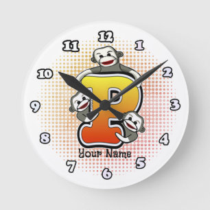 Ronde Horloge Singe en Chaussette Monogramme P
