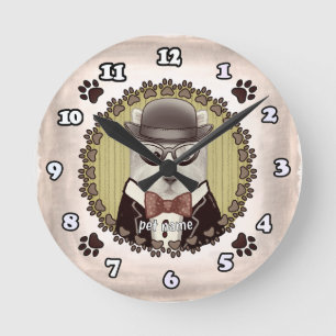 Ronde Horloge Terrier West Highland portant des lunettes