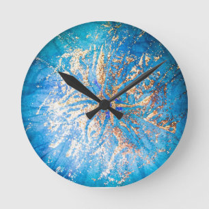 Ronde Horloge Turquoise et or