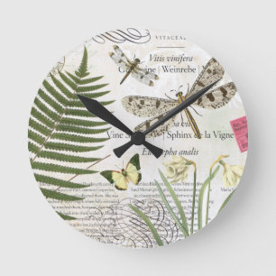 Ronde Horloge vintage de libellules