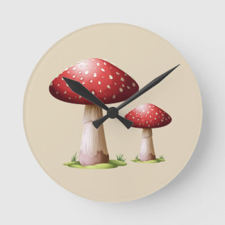 Ronde Horloge vintage du champignon