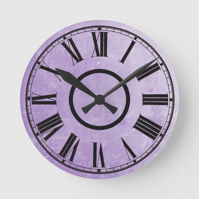 Ronde Horloge violette Patiné effet chiffres romains (Recto)