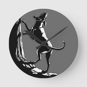 Ronde Hound Chien Horloge Chasse Chien Art Mur Horloge