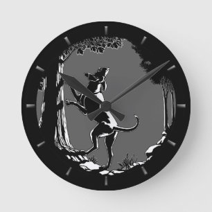 Ronde Hound Chien Horloge Chasse Chien Art Mur Horloge