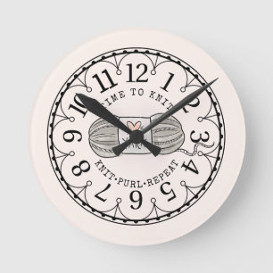 Ronde Il est temps de Knit Yarn Horloge Face