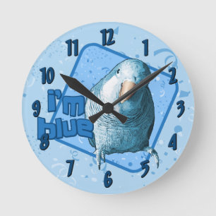 Ronde Je suis horloge bleue de perruche de quaker