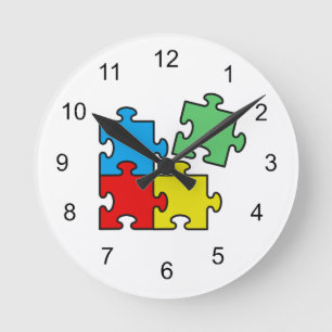 Ronde Jigsaw Puzzle Pièces Horloge
