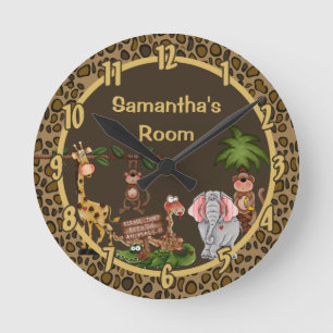 Ronde Jungle Safari Zoo Animal Giraff Horloge personnali