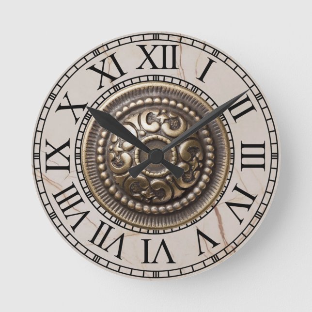 Ronde klok Roman Shield on marble Runde Wanduhr (Vorderseite)