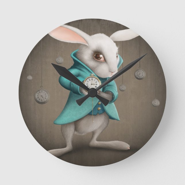 Ronde lapin blanc avec horloge (Recto)