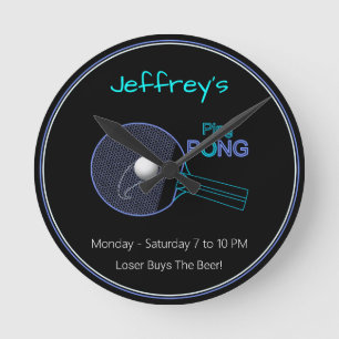 Ronde Loser Achète La Bière ! Ping Pong Fun Wall Horloge
