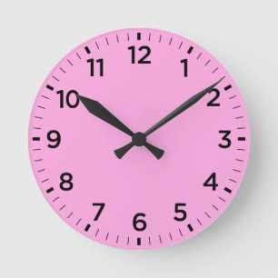 Ronde Minceur Bébé rose brillant minimaliste Horloge mur