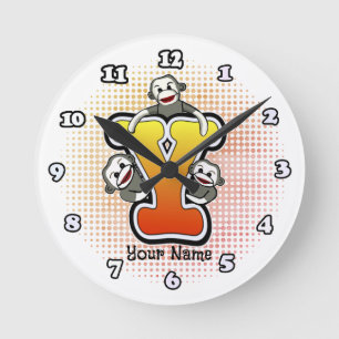 Ronde Monogram Y Sock Monkey Horloge
