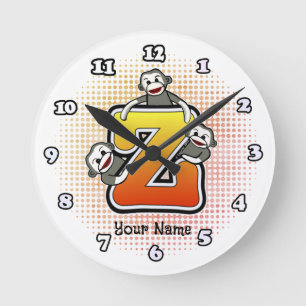 Ronde Monogram Z Sock Monkey horloge
