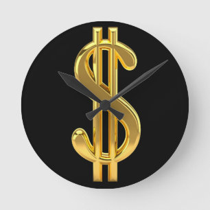 Ronde Noir et horloge de symbole dollar d'or