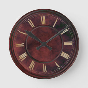 Ronde Nombres Romains Grande horloge de dalle rouge