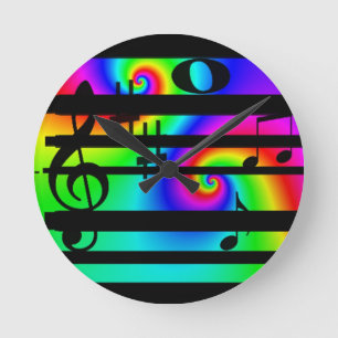 Ronde note de musique et horloge au néon de barre