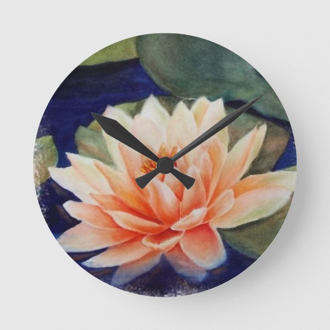 RONDE ORANGE WATER LILY WALL HORLOGE (Recto)