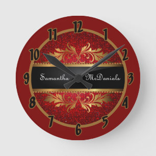 Ronde Parties scintillant rouge Disco Horloge personnali