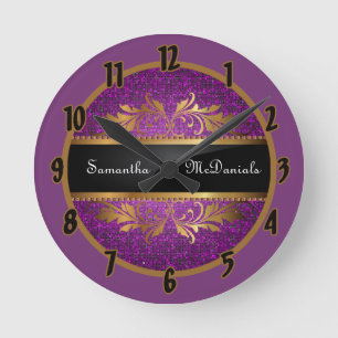 Ronde Parties scintillant violette Sequin Disco Horloge