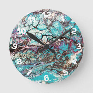 Ronde Peinture abstraite faite main - Kook Art - Horloge