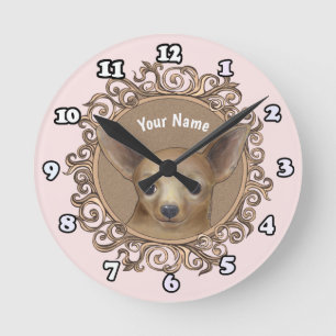 Ronde Pendentif horloge Chihuahua orné