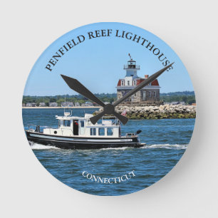 Ronde Penfield Reef Lighthouse CT Round Wall Horloge