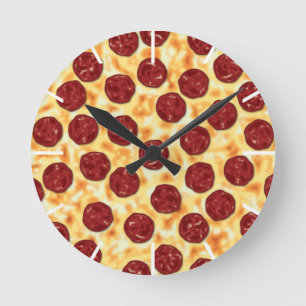 Ronde Peperoni Pizza pour les amateurs de pizza Horloge 