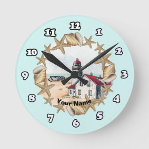 Ronde Phare à coquillages Horloge